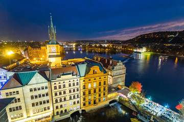 Naklejka premium panoramic view of prague old town