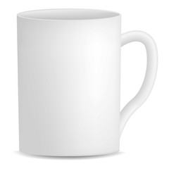 White mug icon. Realistic illustration of white mug vector icon for web design isolated on white background