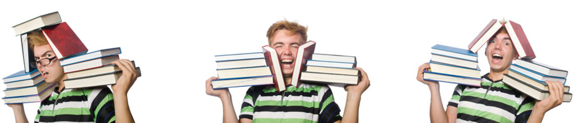Young student with books isolated on white 