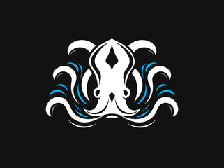 Octopus with waves logo vector illustration
