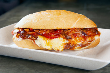 Bologna and cheese sandwich