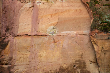 beautiful sandstone cliffs on the shores of river Amata in Latvia