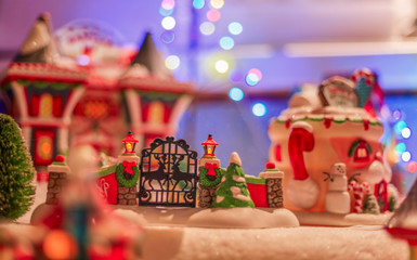 Miniature Christmas Scene of Front Gate and Small Houses