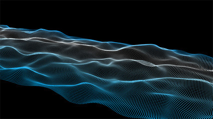 Futuristic point wave.Wave of particles. Abstract background with a dynamic wave. Vector illustration.