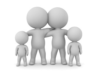 Two Large 3D Characters and Two Smaller Ones - Family Concept