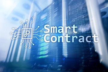 Fototapeta na wymiar Smart contract, blockchain technology in modern business. Data center.