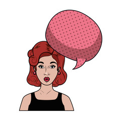 young woman with speech bubble avatar character