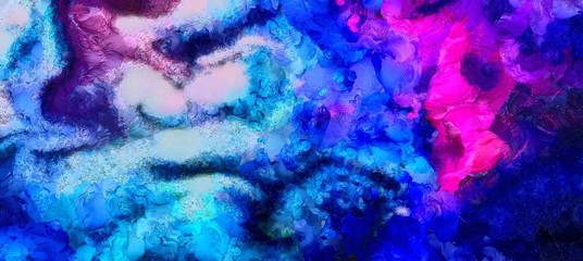 Abstract grunge background. Dirty style pattern. Simple painting art template with large textured brush strokes. Colorful pretty texture drawing by hand. Digital indigo wallpaper. Vintage backdrop.