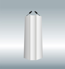 vector illustration of podium tribune with microphones isolated on transparent background. Art design rostrum stands. Abstract concept graphic element for business presentation, conference.