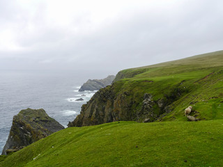 shetland landscape with ocean and mountains