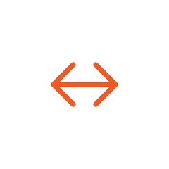 Vector icon. Two red thin opposite horizontal arrows isolated on white. Flat icon