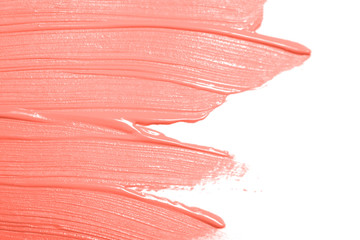 Beautiful light Living Coral colored paint smear texture, color of year 2019 background, 16-1546.