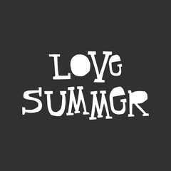 Love summer - fun lettering summer phrase cut out of paper in scandinavian style. Vector illustration