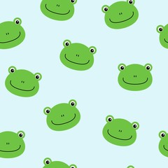Seamless pattern with cute frogs. Vector background for kids