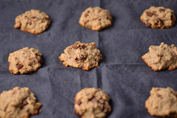 homemade cookies with chocolate top view