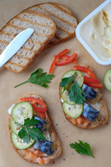 smoked fish sandwich mackerel tomato feihua paprika cheese