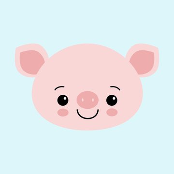 Cute pink pig. Happy New Year. Chinese symbol of the 2019 year. Excellent festive gift card.