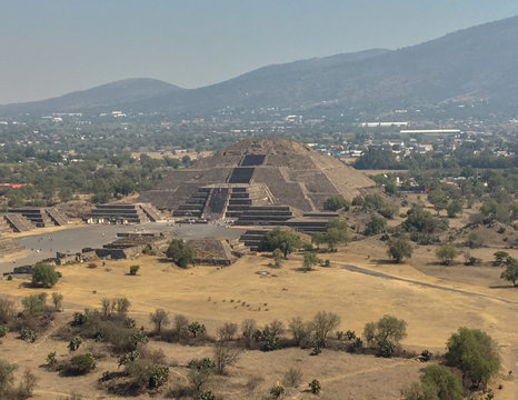 Moon pyramid view from hot air balloon