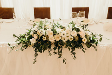 Wedding flowers on celebrate table