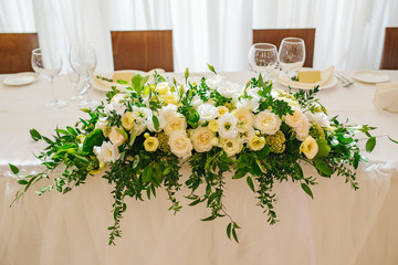 Wedding flowers on celebrate table