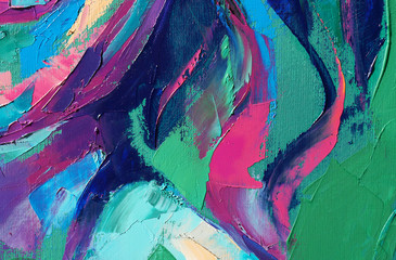 Fragment. Multicolored texture painting. Abstract art background. oil on canvas. Rough brushstrokes...