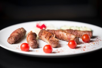 plate with kebabs meal