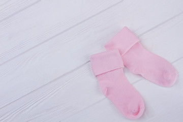 Pair of new little woolean baby socks.