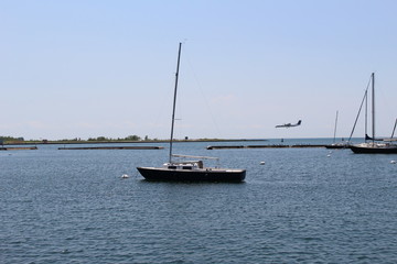 Boat and Plane on the water