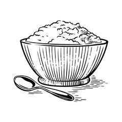 Hand drawn fresh slice sketch full Cup crumbly cottage cheese vector