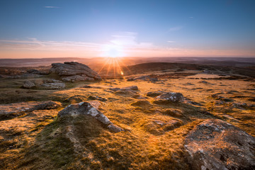 Sunrise over Dartmoor national park