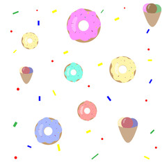 seamless pattern with donuts and ice cream