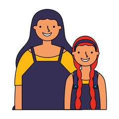 mother and daughter on white  background