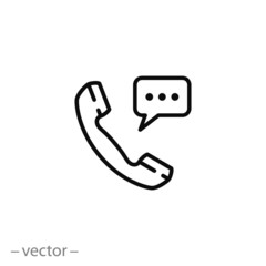 phone receiver icon, phone call line vector illustration on white background - editable stroke