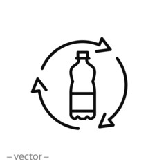 recycle plastic bottle icon, line sign on white background - editable vector illustration eps10