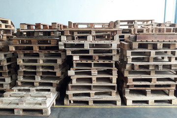 stacks of old wood pallets
