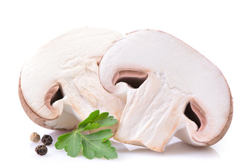 Champignon mushrooms on a white background