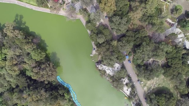 Aerial top view from the Chapultepec lake in Mexico City 