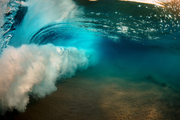 Ocean Wave inside underwater, water background