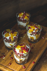 Greek yogurt parfait with granola for healthy breakfast