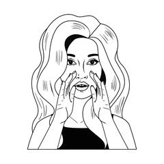 woman telling a secret avatar character