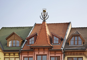 Fragment of roof at Europe Square in Komarno. Slovakia