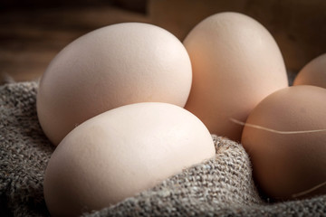 Raw organic farm eggs.