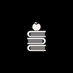 books and apple vector icon. flat books and apple design. books and apple illustration for graphic