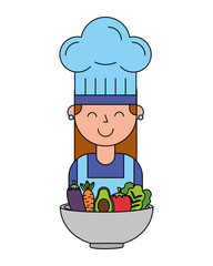girl with vegetables in bowl