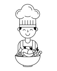 chef boy and fruits healthy food