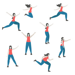 Set of a woman in different poses.