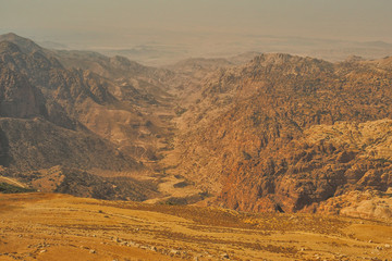 Wadi Dana Reserve typical landscape. Wadi Dana National Park. Jordan