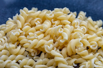 Spirelli pasta in a pile