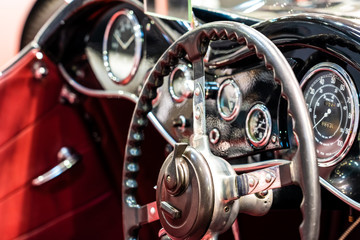 Retro Interior Of Vintage Car