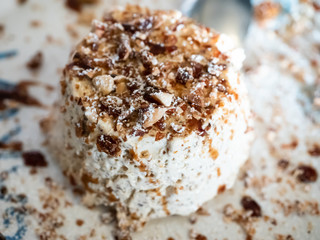 delicious nougat semifreddo, for real epicurean, crunchy with almonds and toasted hazelnuts